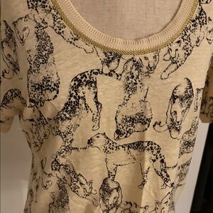 Chico's Beige and Black Short Sleeve Top